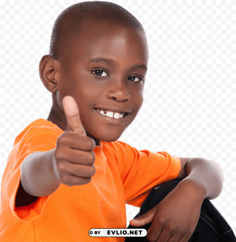 black kid thumbs up Transparent Background PNG Object Isolation