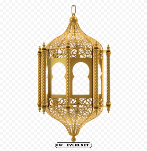 Ramadan Lamp Gold Transparent PNG Graphic with Isolated Object