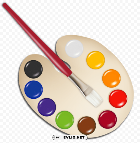 palette with paint brush PNG artwork with transparency