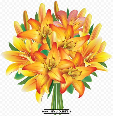 yellow lilies flowers bouquet Transparent PNG Isolation of Item