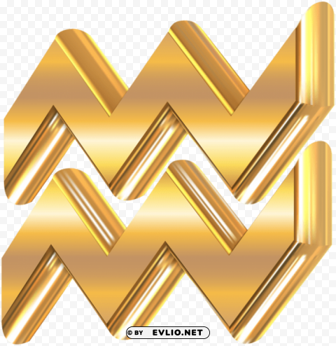 aquarius 3d gold zodiac sign Isolated Item with Clear Background PNG