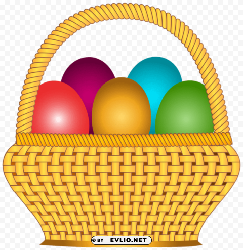 basket with easter eggs Isolated Object on Transparent PNG