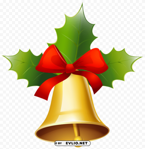 golden christmas bell Isolated Artwork on Clear Background PNG