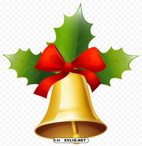 Golden Christmas Bell Isolated Artwork On Clear Background PNG