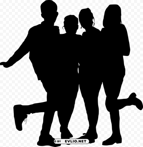 group photo posing silhouette PNG images without subscription