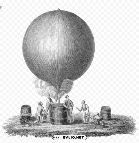 old illustration of hot air balloon Isolated Element on HighQuality PNG