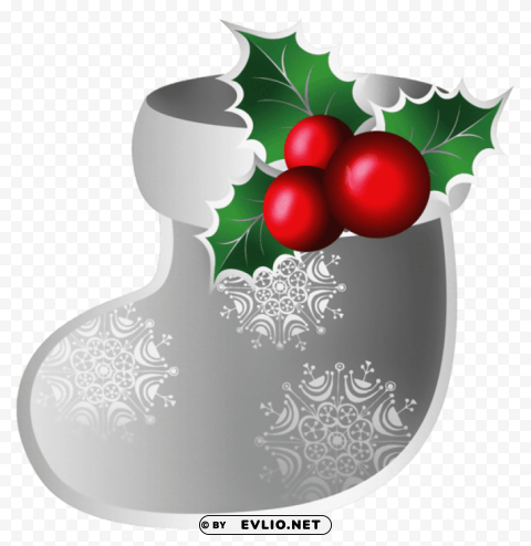  christmas silver stoking Isolated Object in Transparent PNG Format