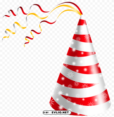 white and red party hat Transparent PNG Artwork with Isolated Subject