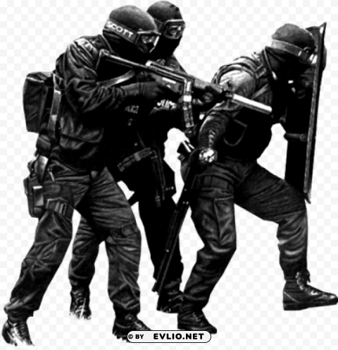 group of swat officers Isolated PNG Element with Clear Transparency