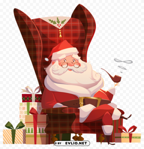santa claus on chair Transparent Background Isolated PNG Character