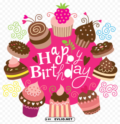 happy birthdaywith cakes PNG Image with Isolated Graphic Element