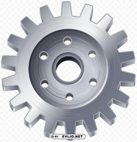 Silver Gear Transparent PNG Isolated Object With Clarity