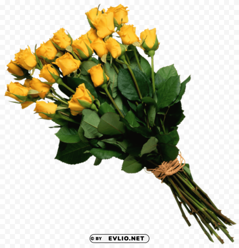 Yellow Rose Bouquet Isolated Object In Transparent PNG Format