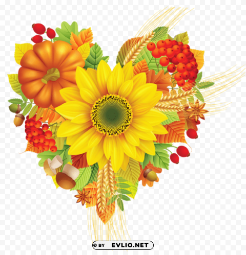 autumn heart leaves decoration PNG format