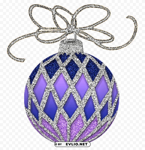 christmas purple and silver ornament Isolated Graphic on Clear PNG