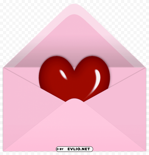 pink valentine letter with red heartpicture PNG images with transparent space