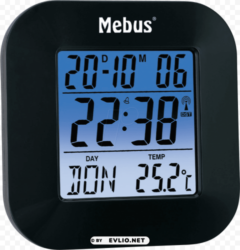 radio alarm clock mebus 51510 black HighResolution Transparent PNG Isolated Element
