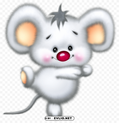 cute white mouse cartoon Clear Background PNG with Isolation