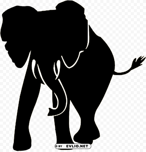 elephant black and white silhouette Clean Background Isolated PNG Graphic Detail