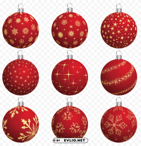 large red christmas balls collection Isolated Artwork in HighResolution Transparent PNG