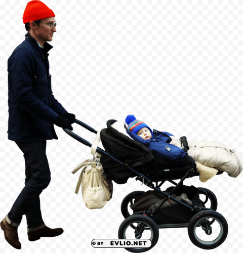 walking stroller PNG with Clear Isolation on Transparent Background