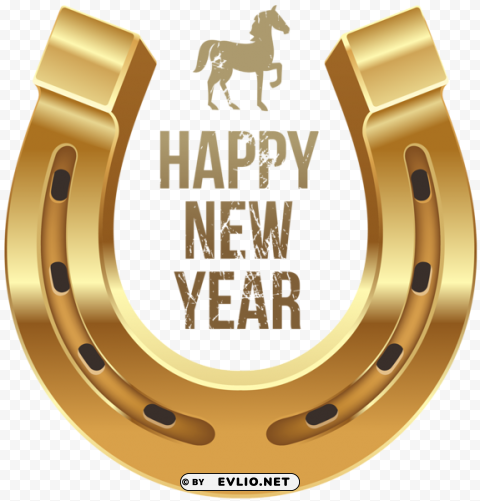 happy new year with horse and horseshoe PNG images with clear alpha layer