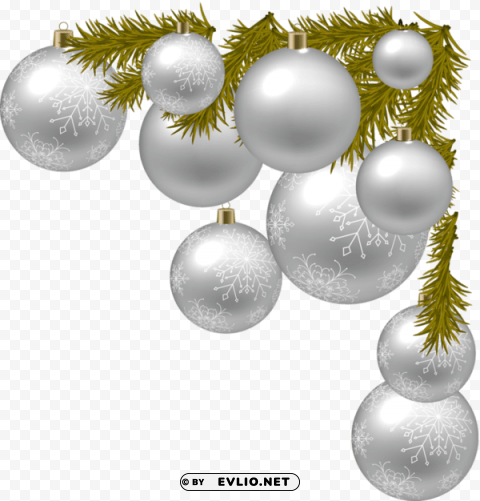 oel bordures christmas clipart christmas images - silver christmas decor PNG Image with Clear Background Isolation
