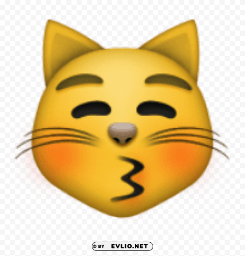 ios emoji kissing cat face with closed eyes Clean Background PNG Isolated Art