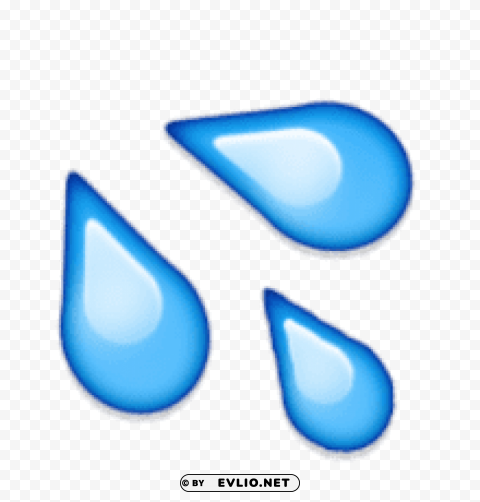ios emoji splashing sweat symbol Clean Background Isolated PNG Object