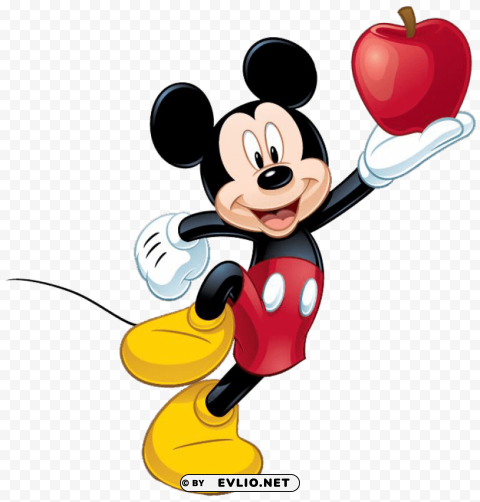 mickey mouse apple on hand PNG graphics with clear alpha channel selection clipart png photo - 6eb12ece