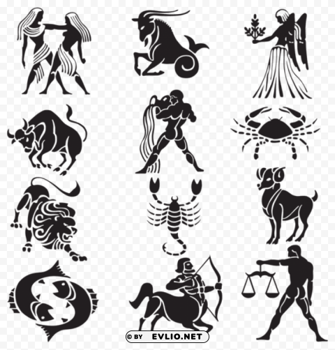 transparent zodiac signs set PNG Graphic Isolated with Clear Background