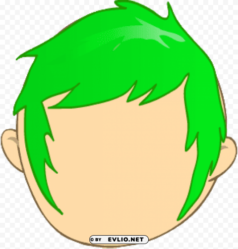 perm green sideburn hair Isolated Character in Transparent Background PNG