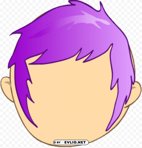 perm purple sideburn hair Isolated Character in Transparent PNG Format