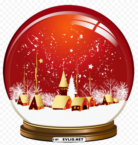 red christmas snowglobe Transparent Background PNG Isolated Art