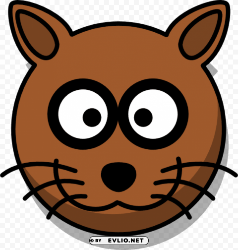 brown cat head cartoon Clear Background PNG Isolated Illustration