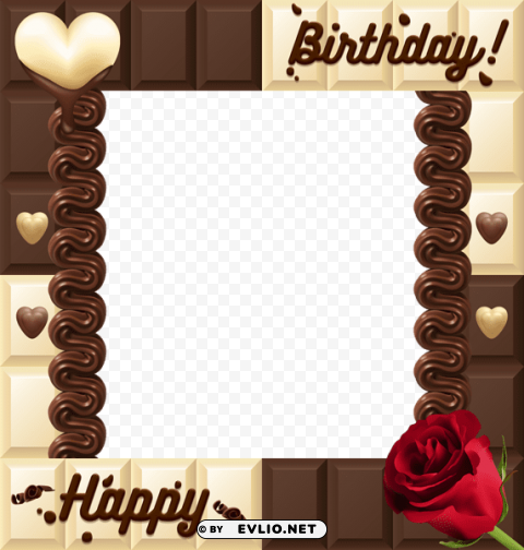 happy birthday chocolateframe PNG with Clear Isolation on Transparent Background