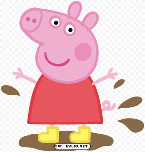 peppa pig in muddy puddle PNG transparent photos for design