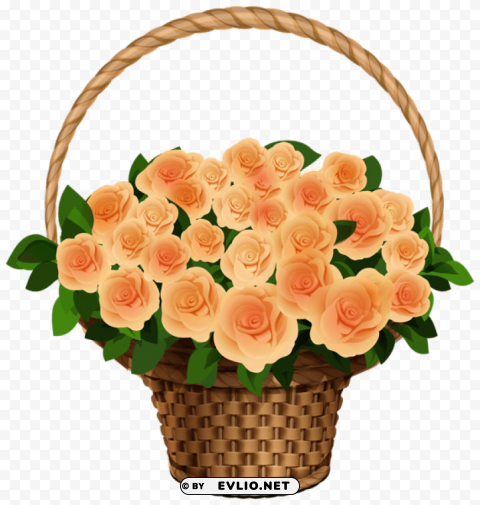PNG image of basket with yellow roses PNG art with a clear background - Image ID 6e8296b8