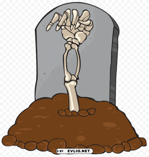 gravestone tomb and skeleton hand Isolated Artwork on Clear Background PNG