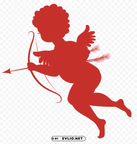 red cupid silhouettes Isolated Graphic on Clear Transparent PNG