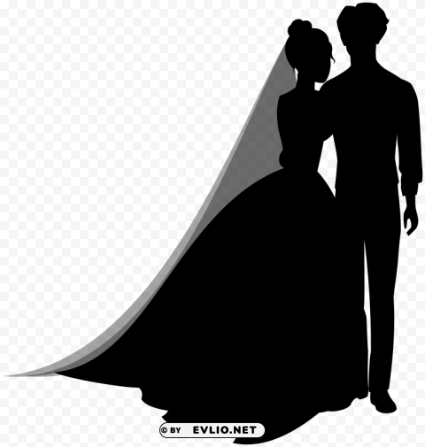 wedding couple silhouettes High Resolution PNG Isolated Illustration