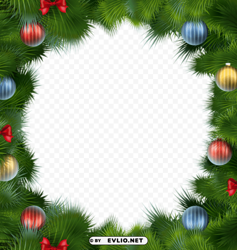 christmas deco frame with christmas balls PNG Image with Transparent Isolated Graphic