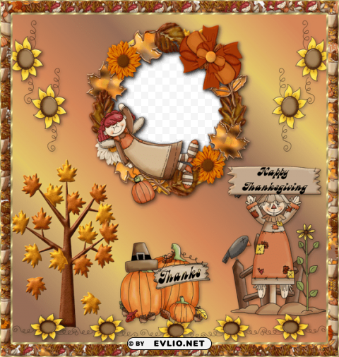 happy thanksgivingframe PNG images free download transparent background