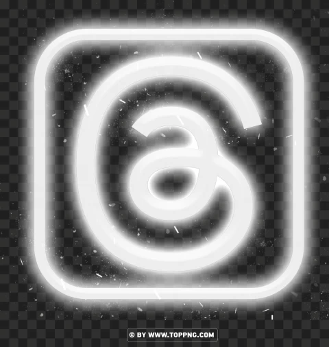Threads White Glowing Logo Icon Isolated Subject on Clear Background PNG