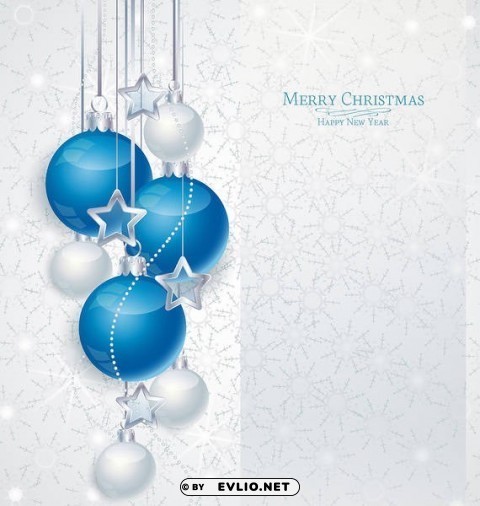 white christmaswith blue ornaments Isolated Illustration in Transparent PNG