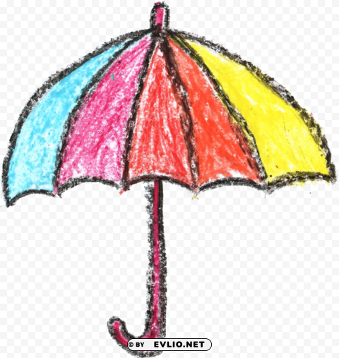 crayon umbrella drawing PNG with clear overlay