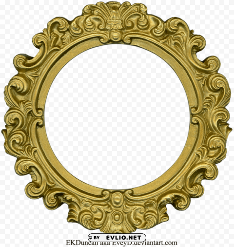 golden round frame PNG Isolated Subject with Transparency