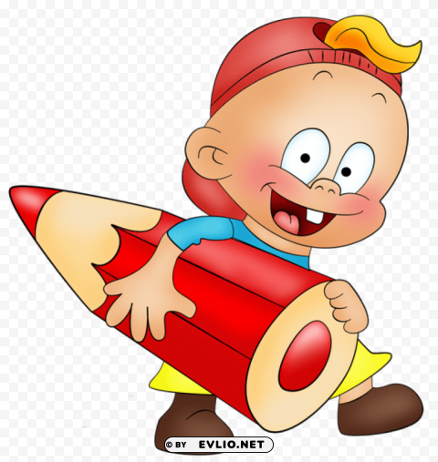 little boy with pencil cartoon free Transparent PNG Isolated Artwork