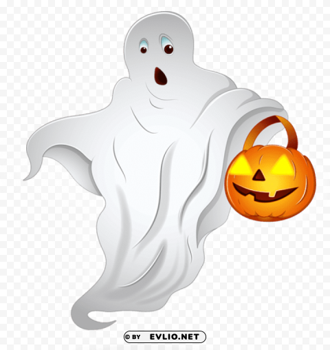 halloween ghost with pumpkin basket Transparent graphics