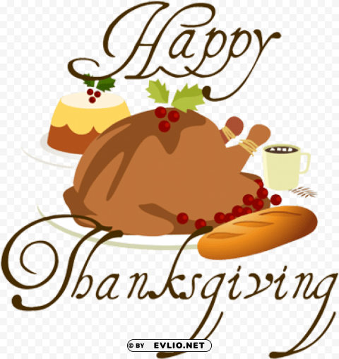 happy thanksgiving turkey dinner ClearCut Background PNG Isolated Item